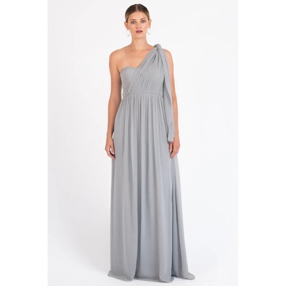 Jenny Yoo Convertible Adjustable Light Blue High Imperial Waist Maxi Dress Sz 14 - Picture 4 of 11